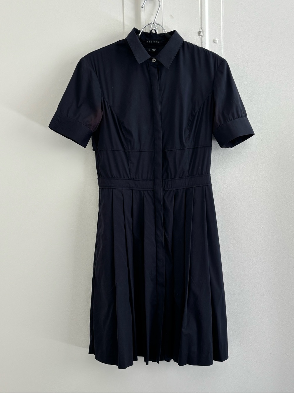Theory Navy Short-Sleeve Shirt Dress